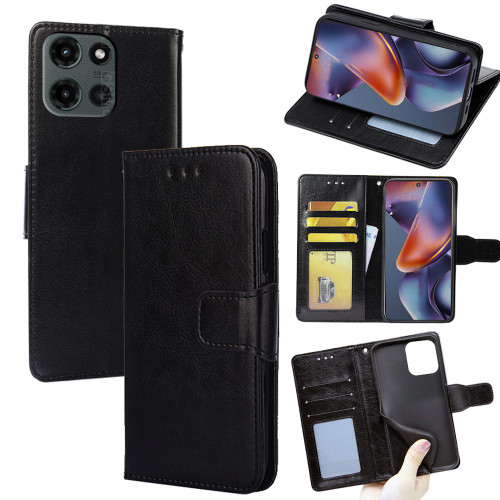 Moto G 2025 Crystal Texture Leather Phone Case - Black